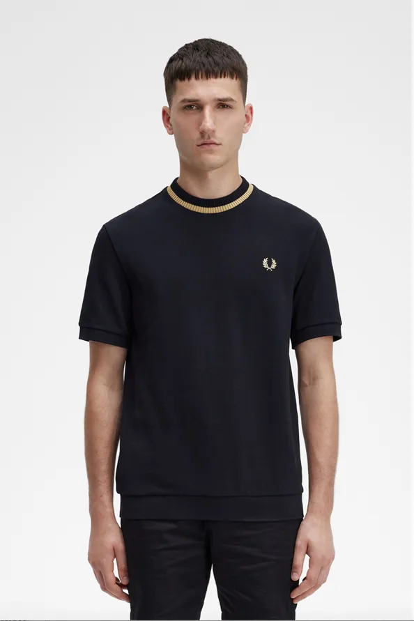 Fred Perry Crew Neck Pique T-Shirt/Black - CORE SS24