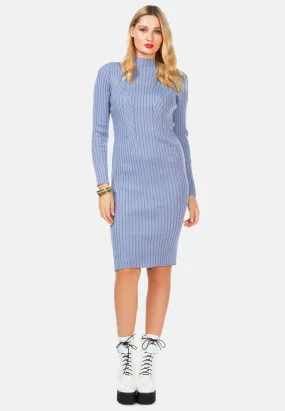 Full Sleeved Rib Knit Bodycon Dress