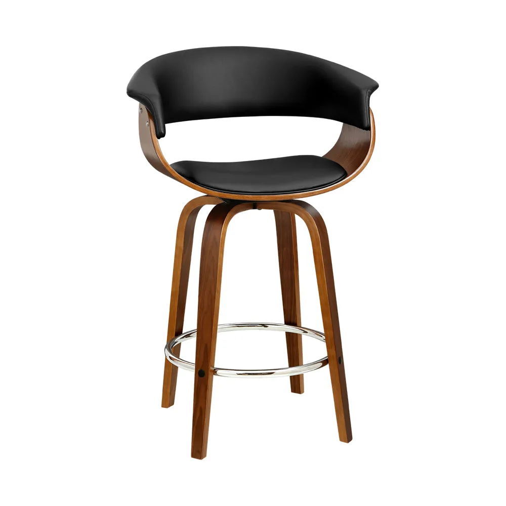 Fully Rotatable PU Leather Bar Stool with Wood Frame - Artiss