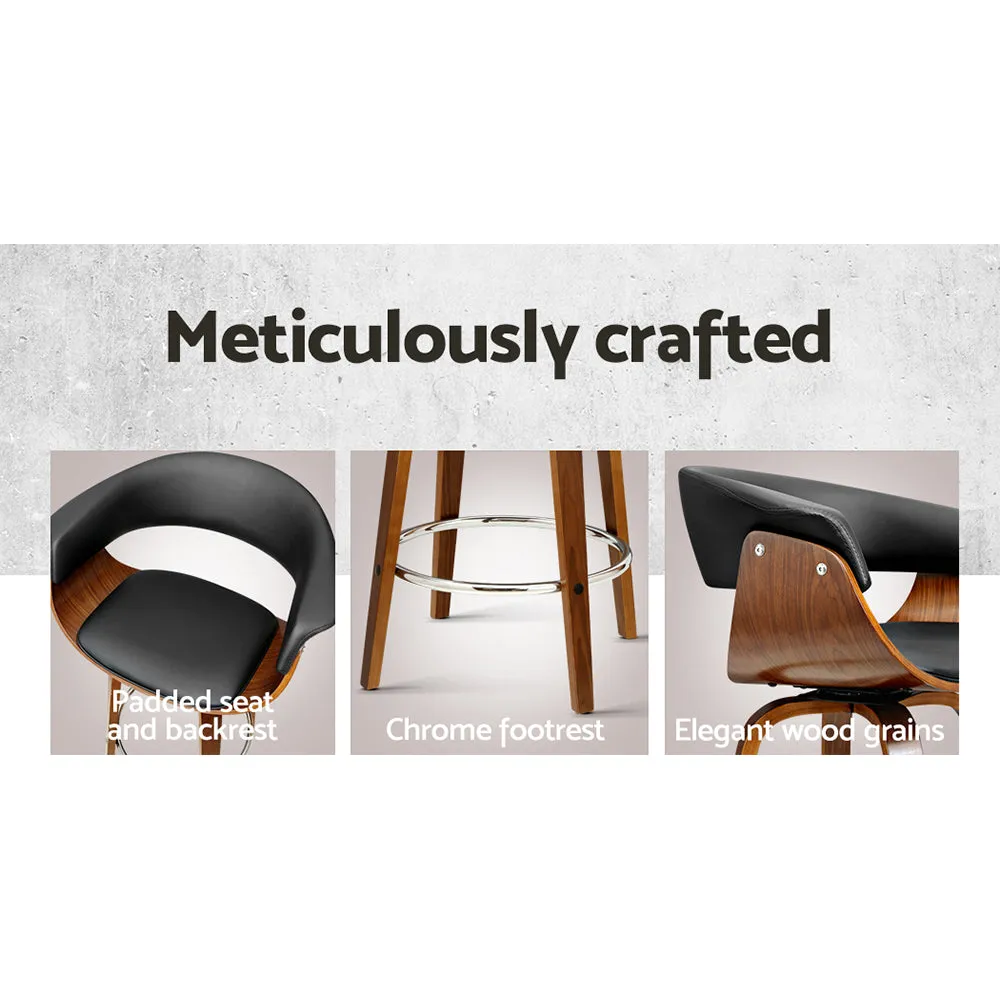 Fully Rotatable PU Leather Bar Stool with Wood Frame - Artiss