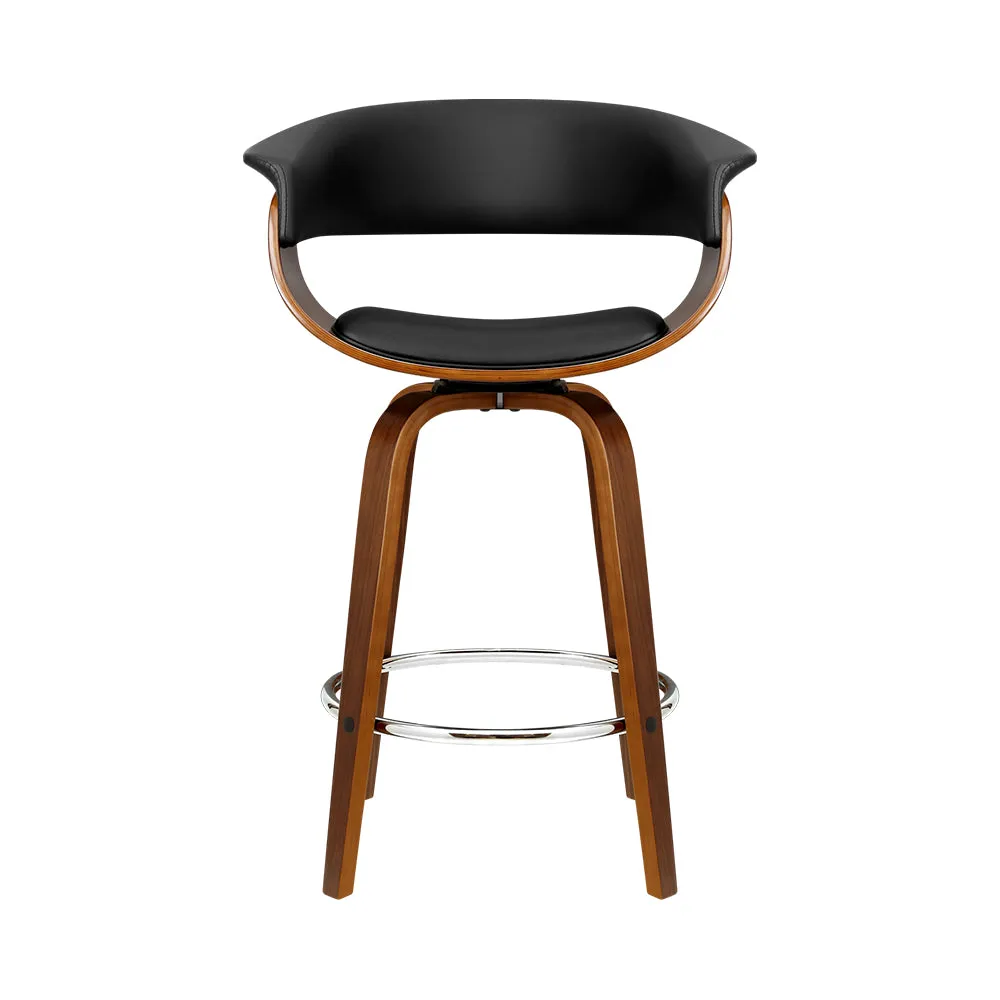 Fully Rotatable PU Leather Bar Stool with Wood Frame - Artiss