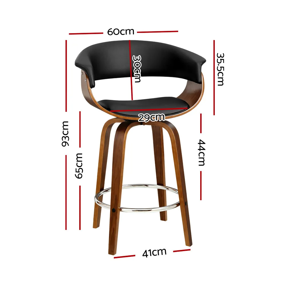 Fully Rotatable PU Leather Bar Stool with Wood Frame - Artiss