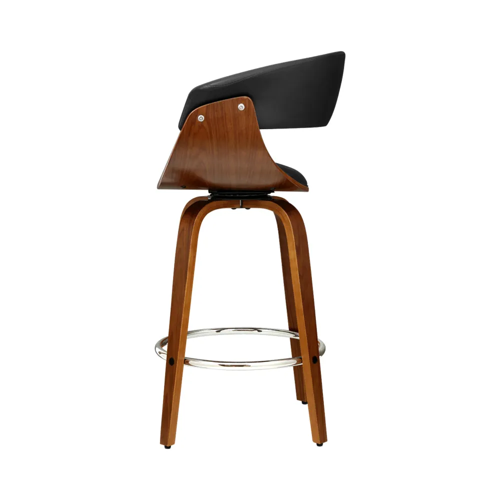 Fully Rotatable PU Leather Bar Stool with Wood Frame - Artiss