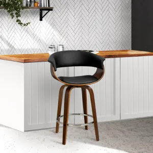 Fully Rotatable PU Leather Bar Stool with Wood Frame - Artiss