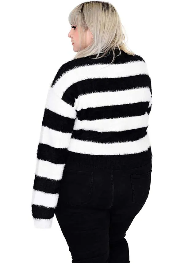 Fuzzy Striped | CROP SWEATER