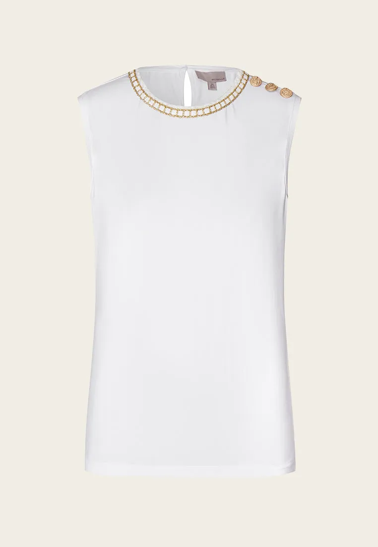 Gold Embellished Cotton Vest