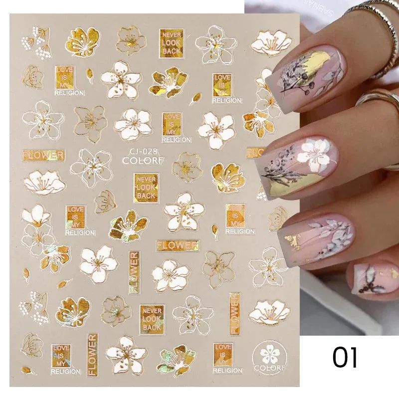 Gold Heart Leopard Print Nail Stickers: Glamorous Artwork at Home