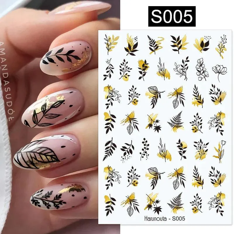 Gold Heart Leopard Print Nail Stickers: Glamorous Artwork at Home