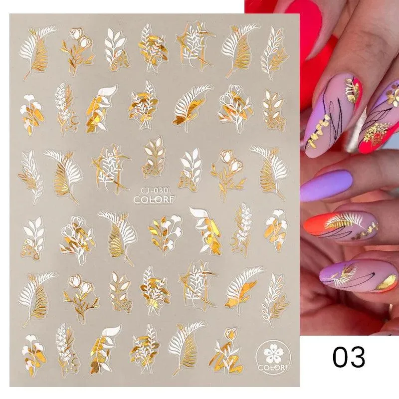 Gold Heart Leopard Print Nail Stickers: Glamorous Artwork at Home