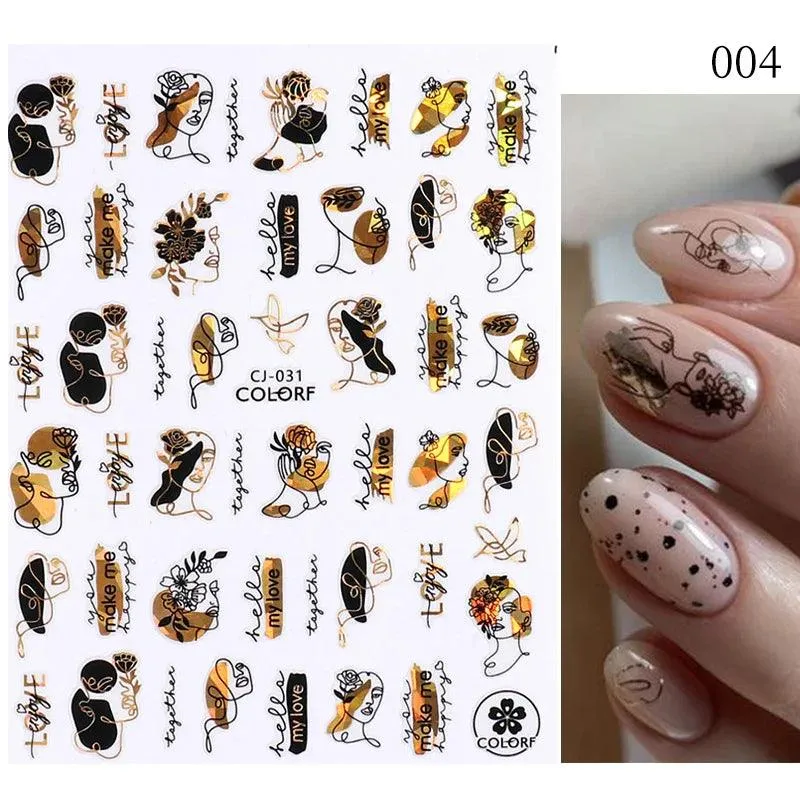 Gold Heart Leopard Print Nail Stickers: Glamorous Artwork at Home