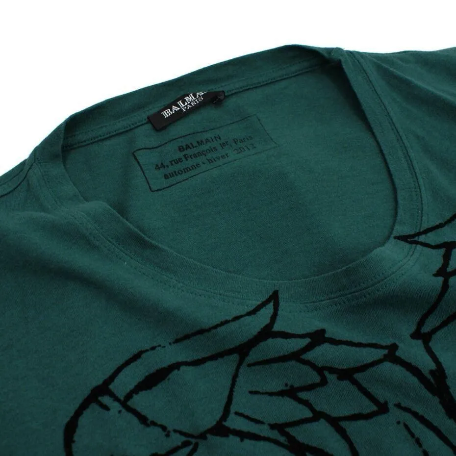 Green Cotton T-Shirt with Eagle Print