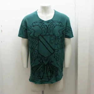 Green Cotton T-Shirt with Eagle Print