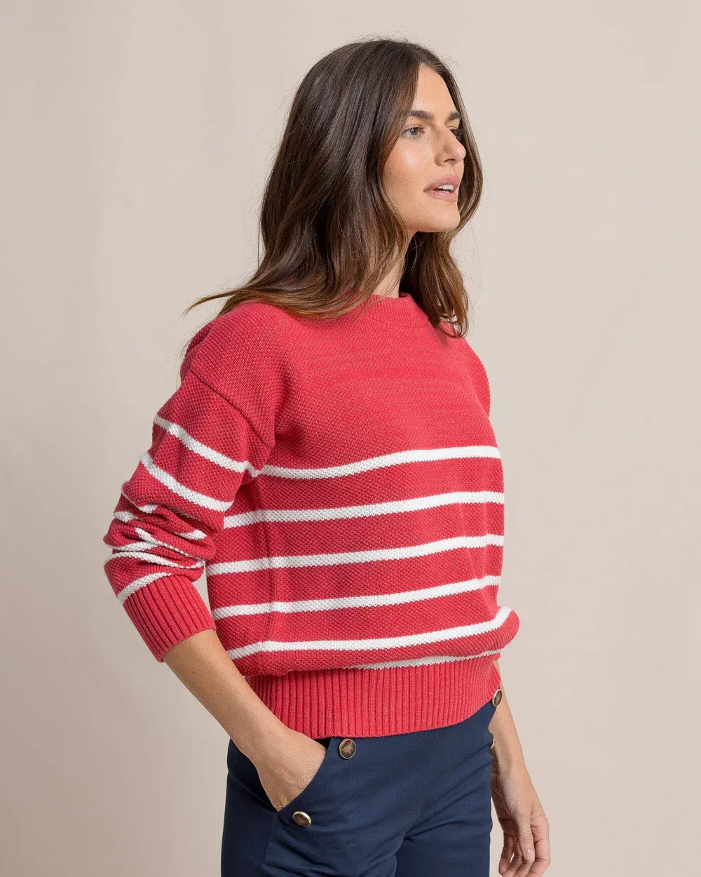 Haisley Stripe Crewneck Sweater by Southern Tide