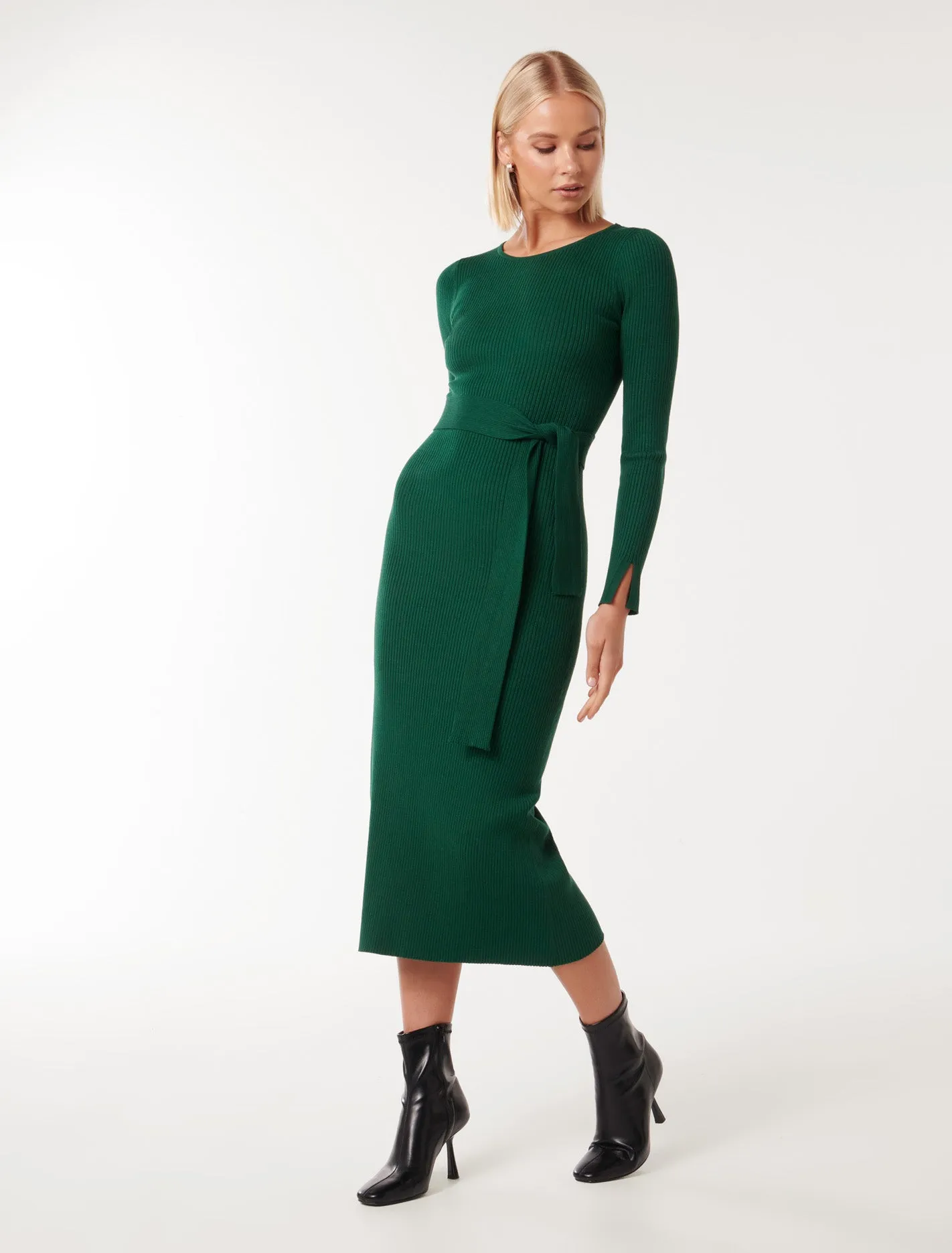 Hallie Crew Neck Midi Knit Dress