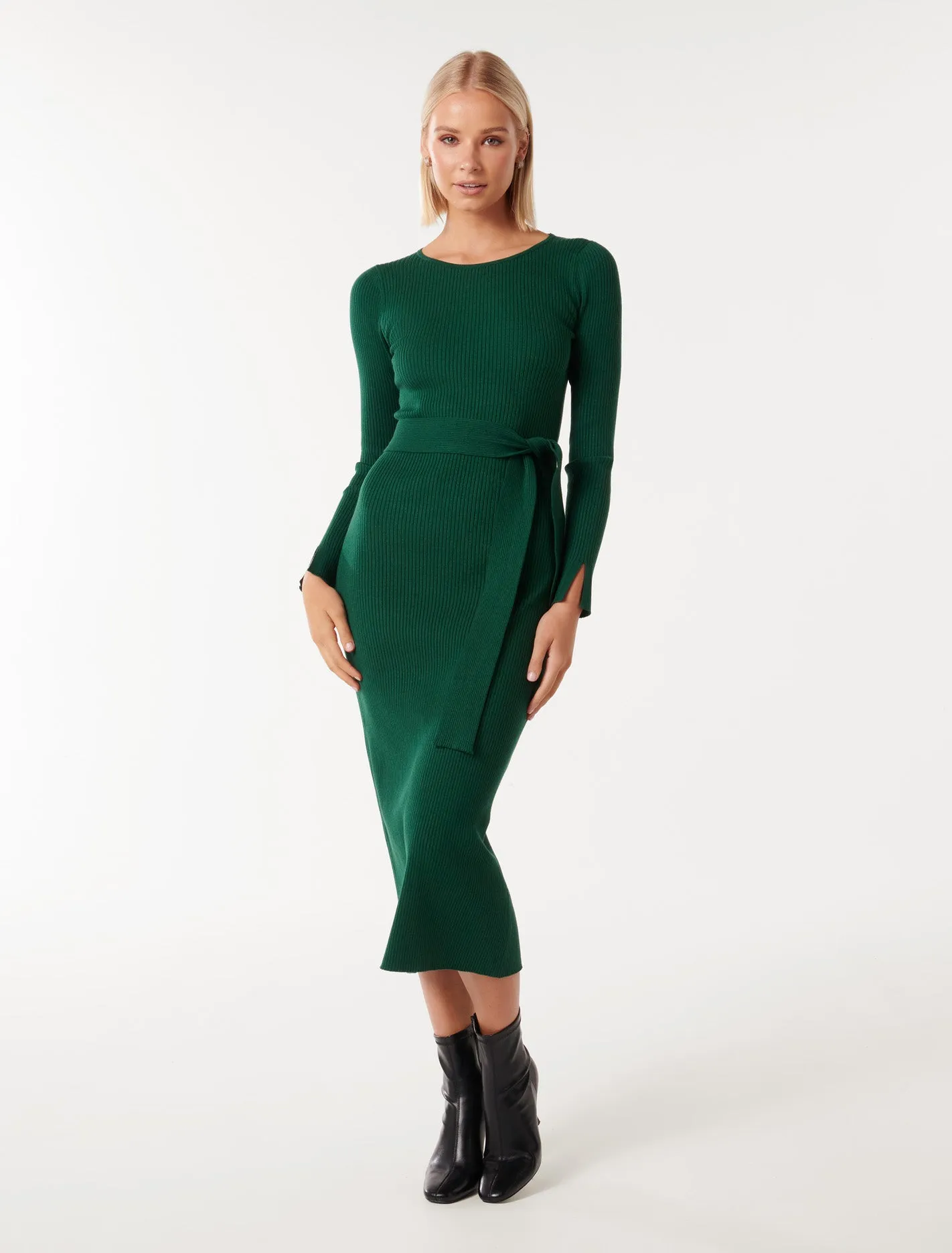 Hallie Crew Neck Midi Knit Dress