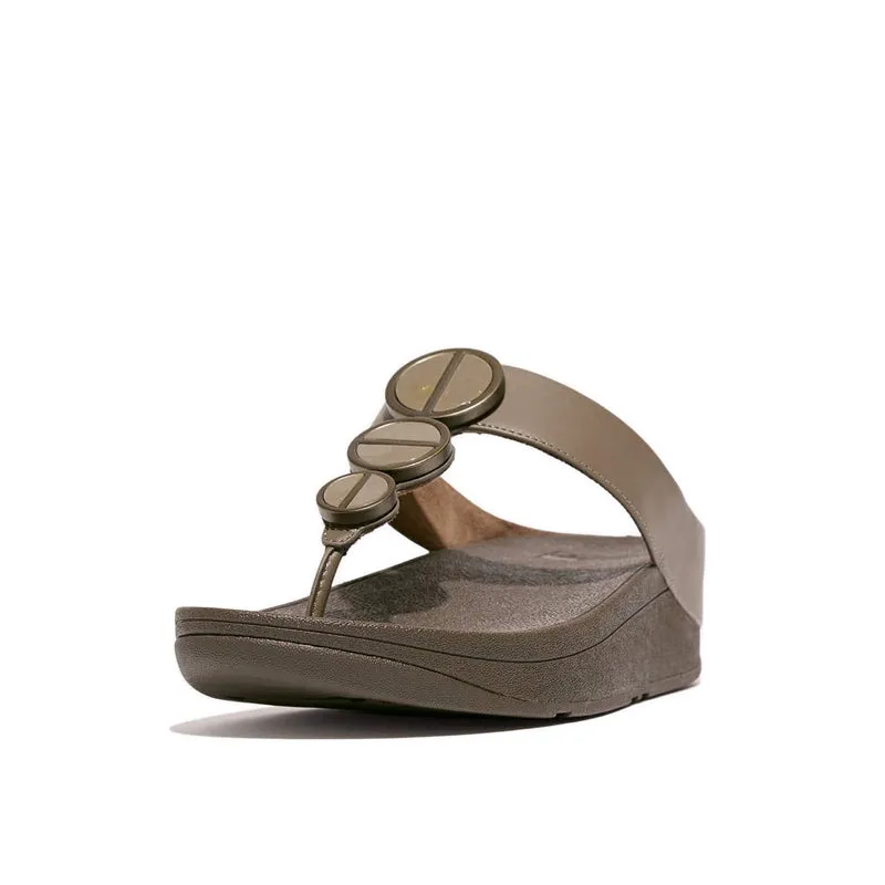 HALO METALLIC-TRIM LEATHER TOE-POST SANDALS