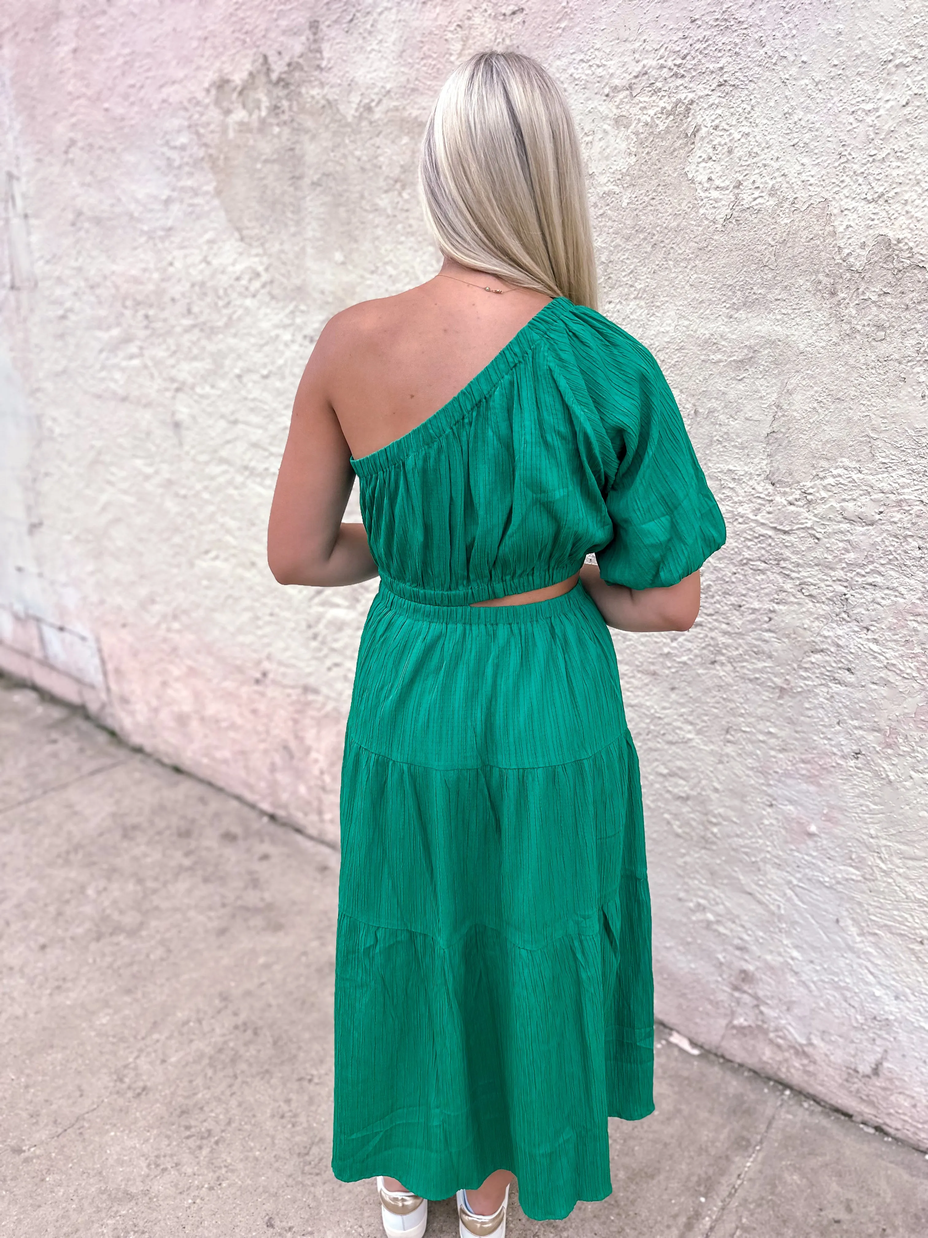 Happiest Here One Shoulder Maxi Dress