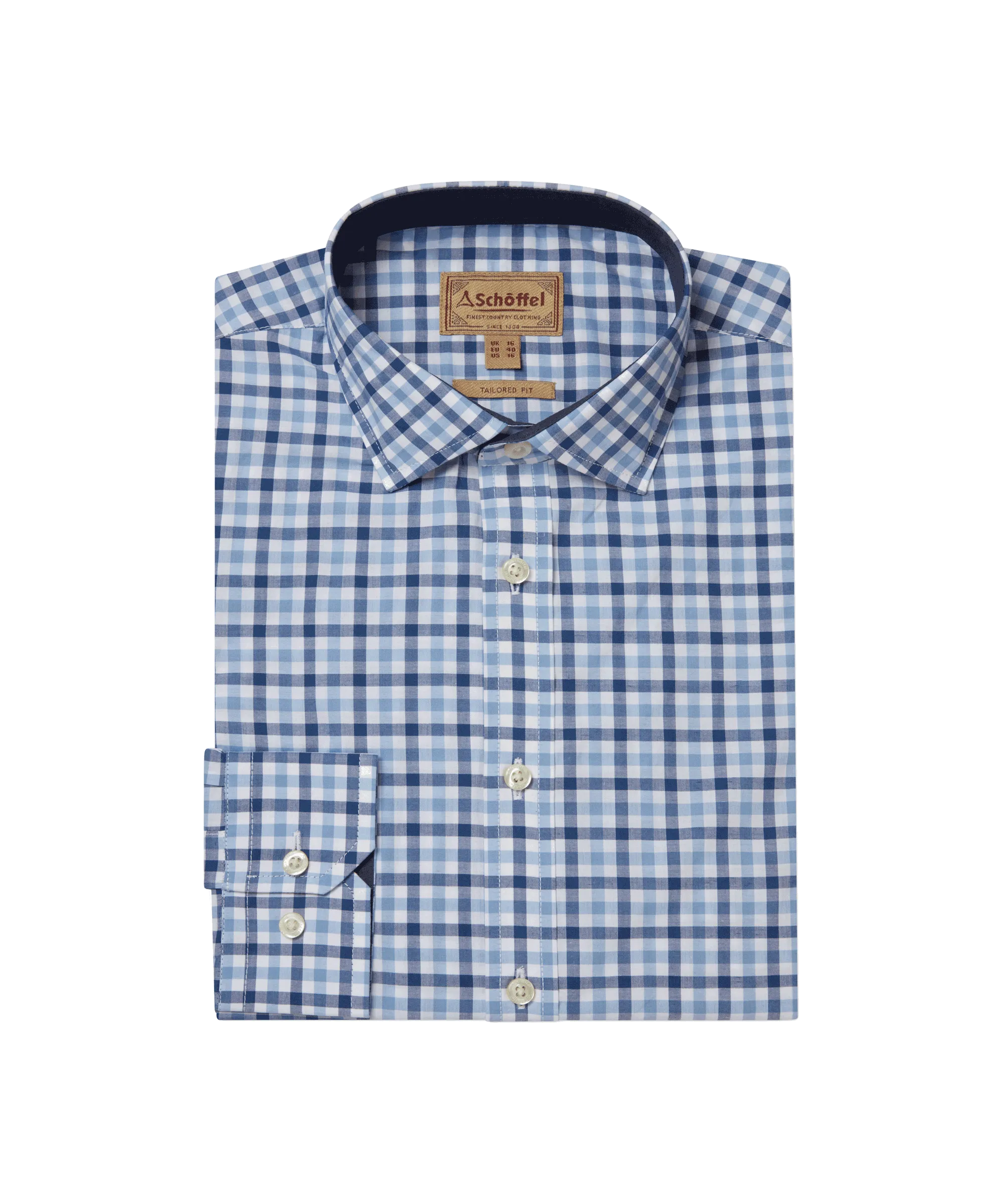 Hebden Tailored Shirt - French Navy/Sky Blue Check