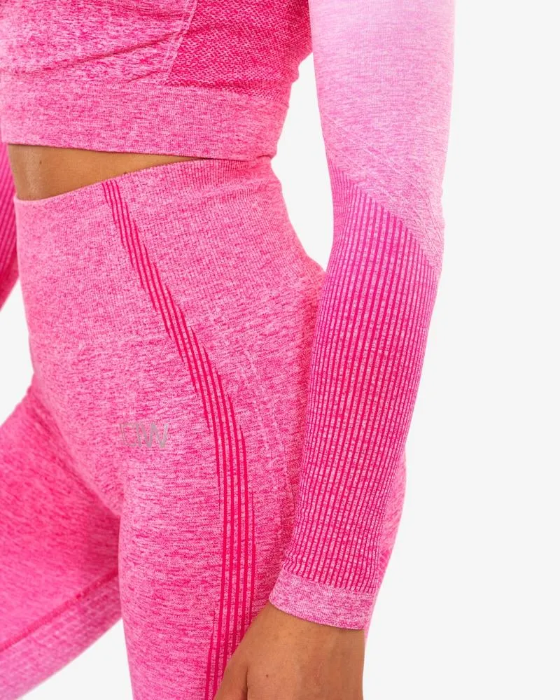 ICIW Ombre Seamless L-S Crop Top - Perfection Pink