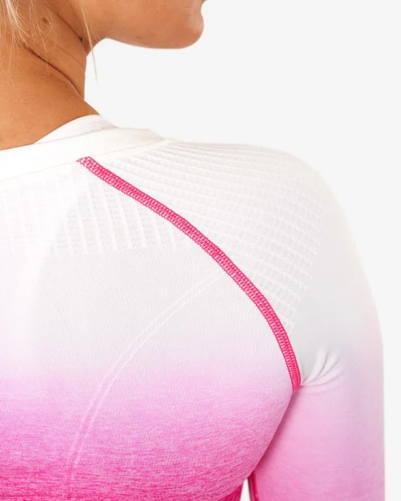 ICIW Ombre Seamless L-S Crop Top - Perfection Pink