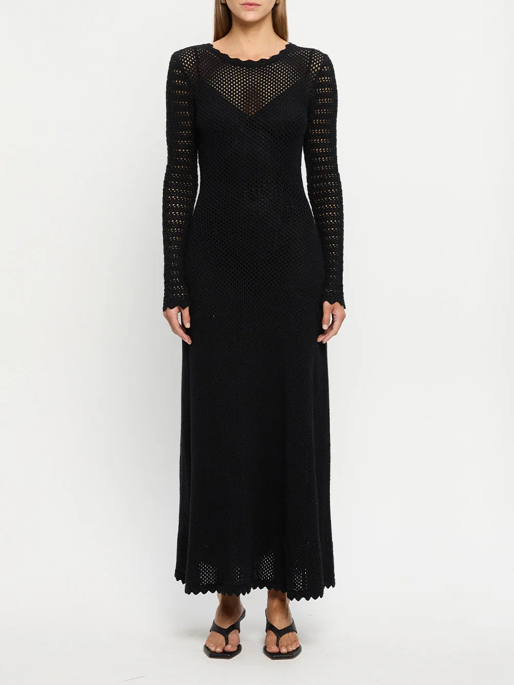 Ingrid Knit Midi Dress - Black