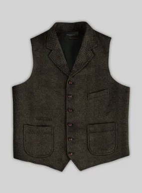 Italian Highlander Army Green Herringbone Tweed Hunting Vest