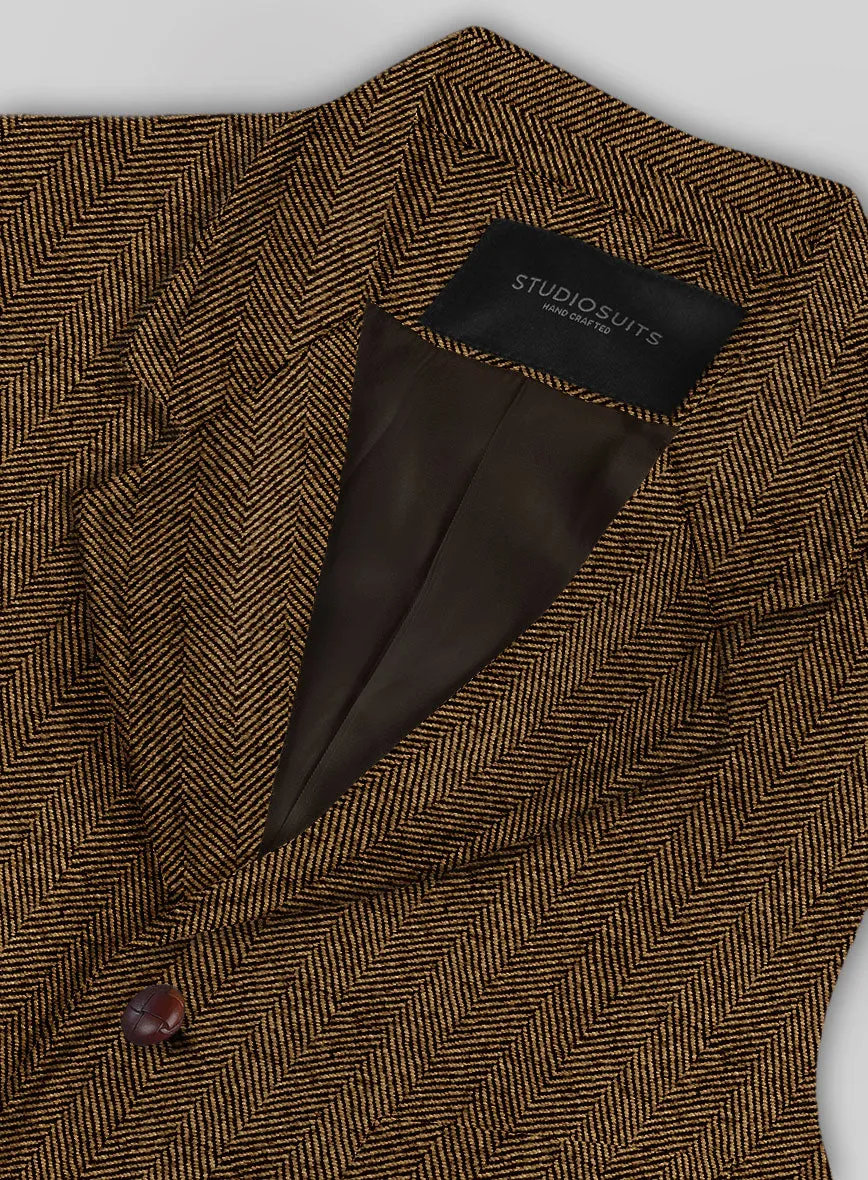 Italian Highlander Mustard Herringbone Tweed Hunting Vest