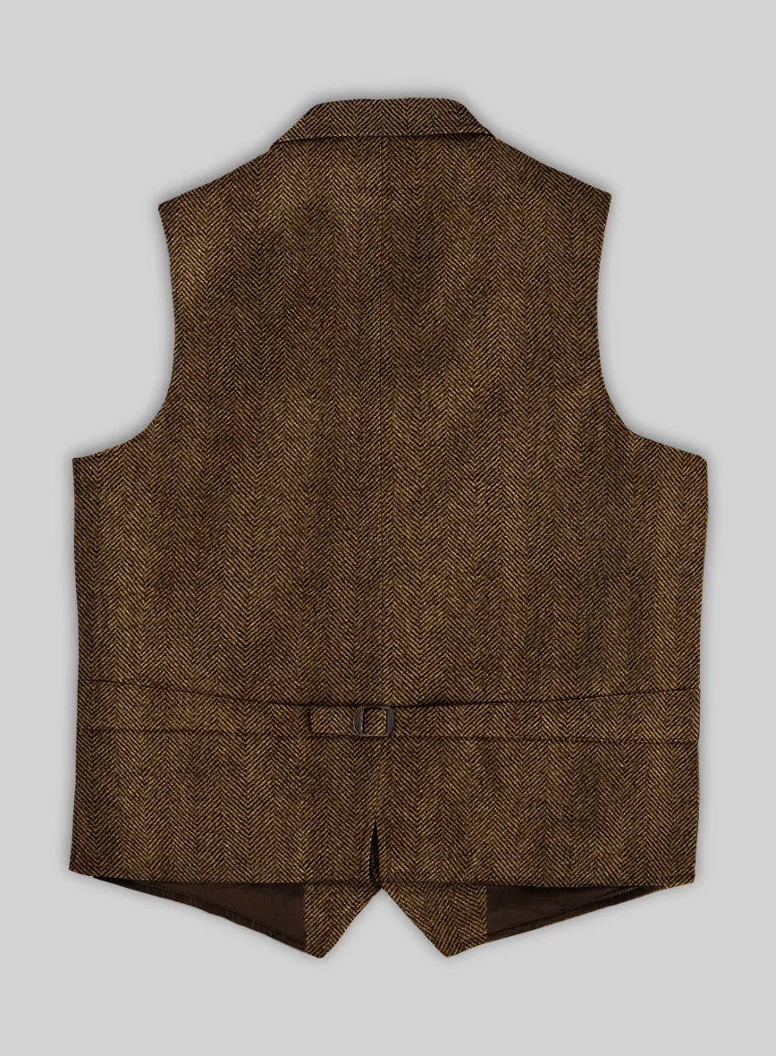 Italian Highlander Mustard Herringbone Tweed Hunting Vest