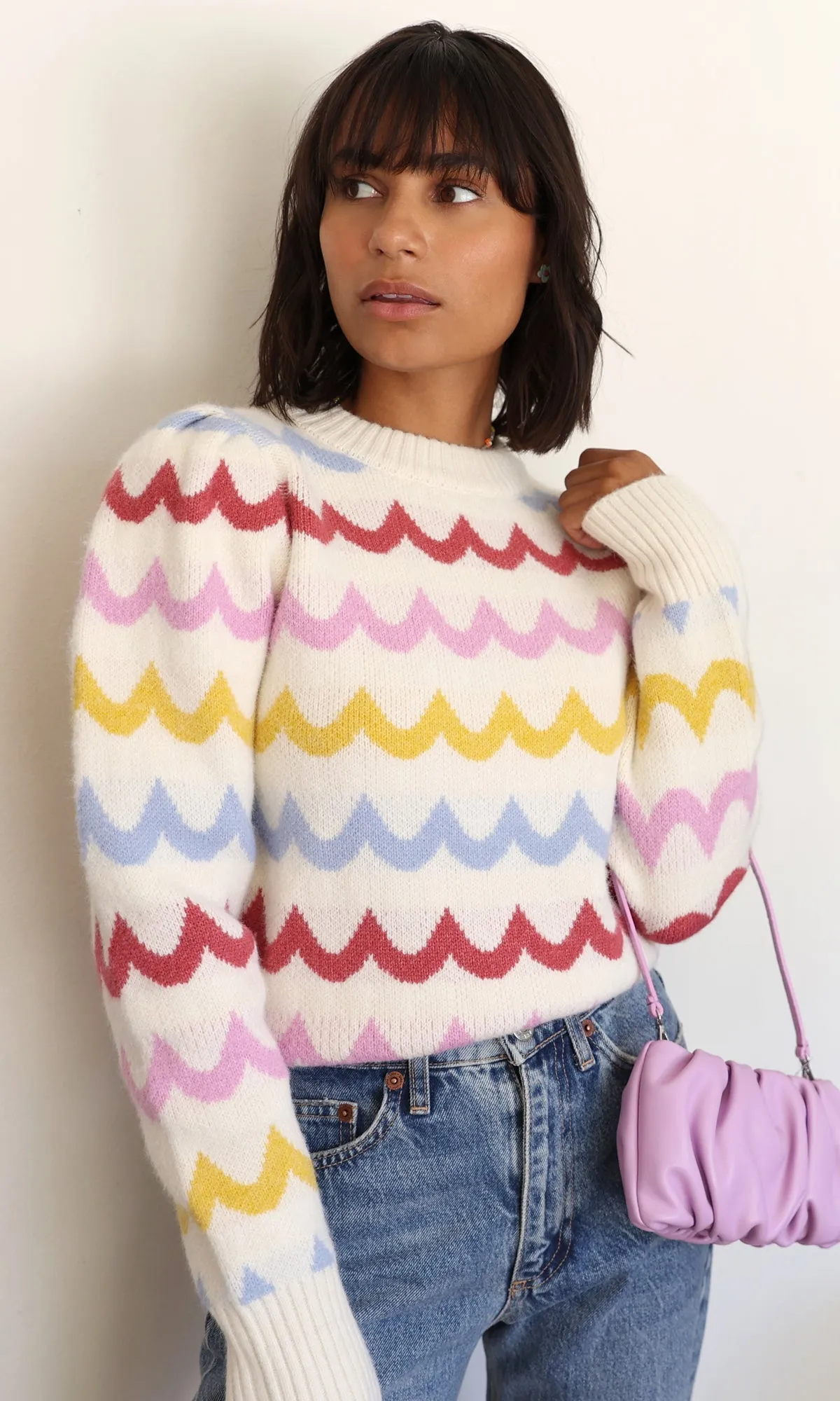 Ivory Wave Knit Janey Sweater