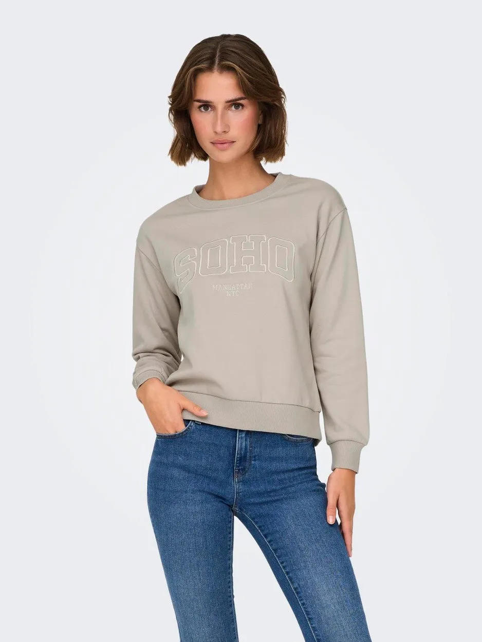 Jdyparis L/s Emb Sweat Jrs - Beige