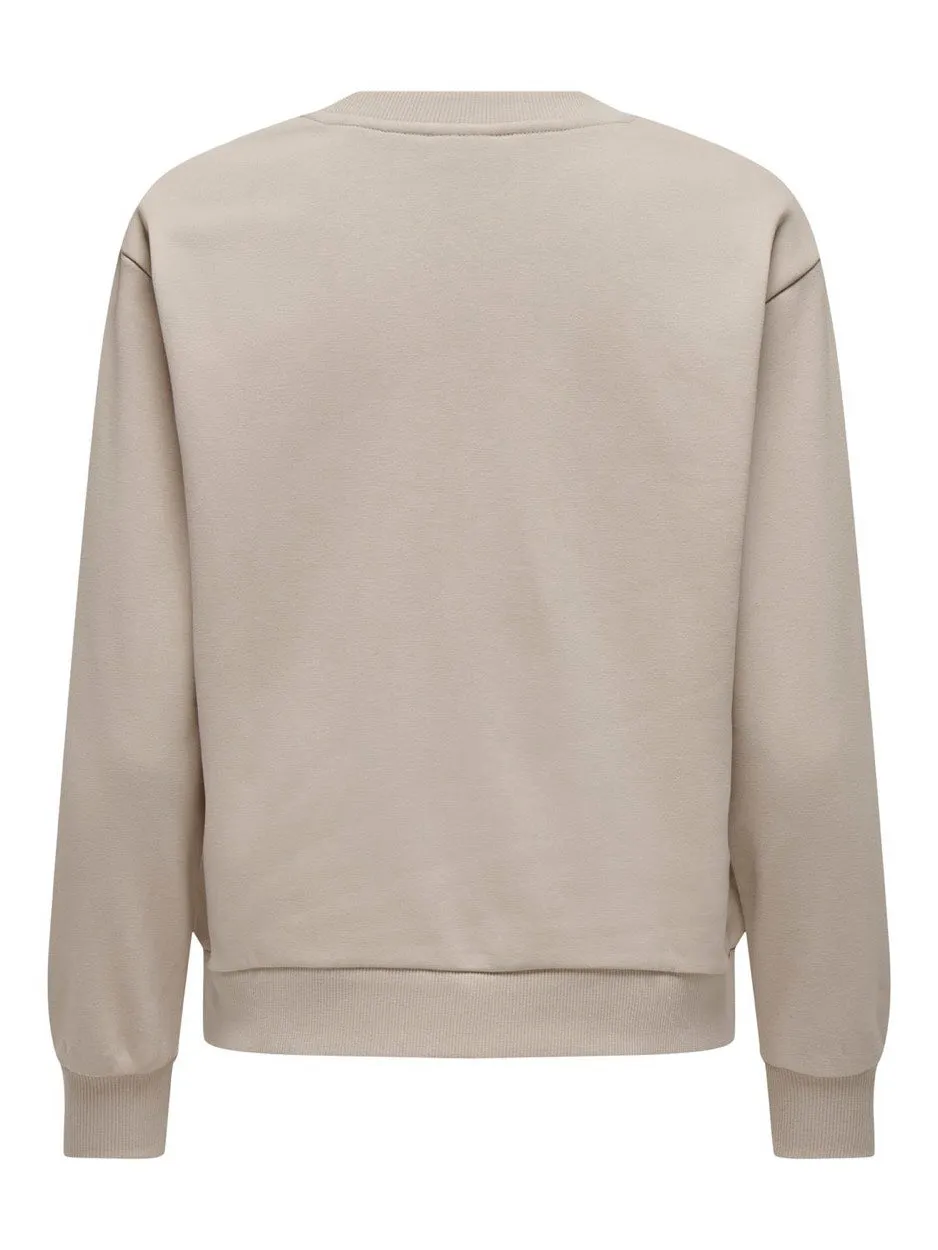 Jdyparis L/s Emb Sweat Jrs - Beige