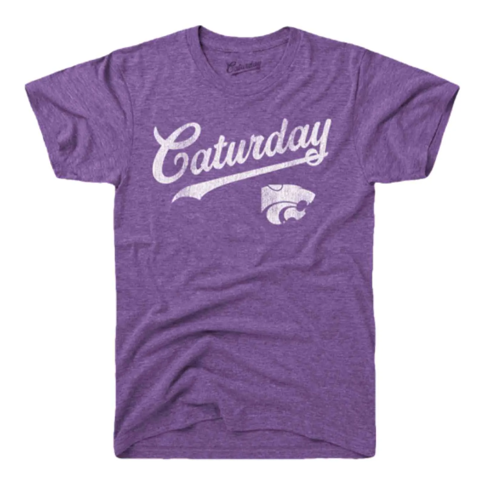 Kansas State Wildcats "Caturday" Heather Purple Soft Crew T-Shirt