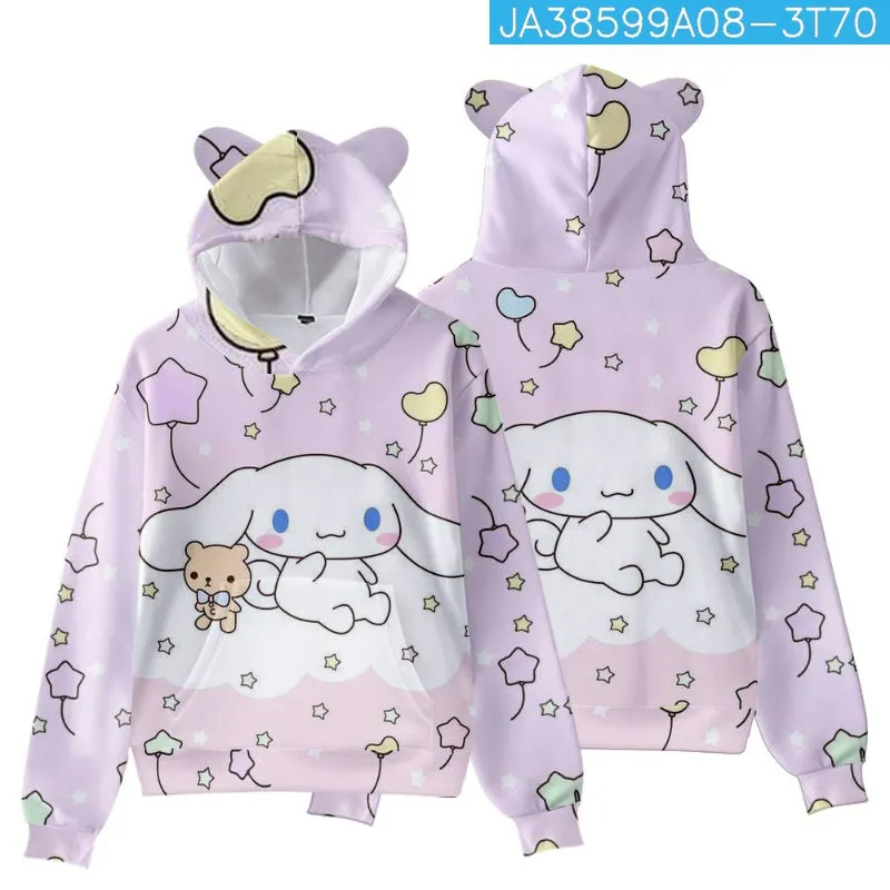 Kawaii Cinna Print Kids Hooded Sweater KI595