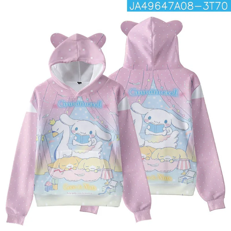 Kawaii Cinna Print Kids Hooded Sweater KI595