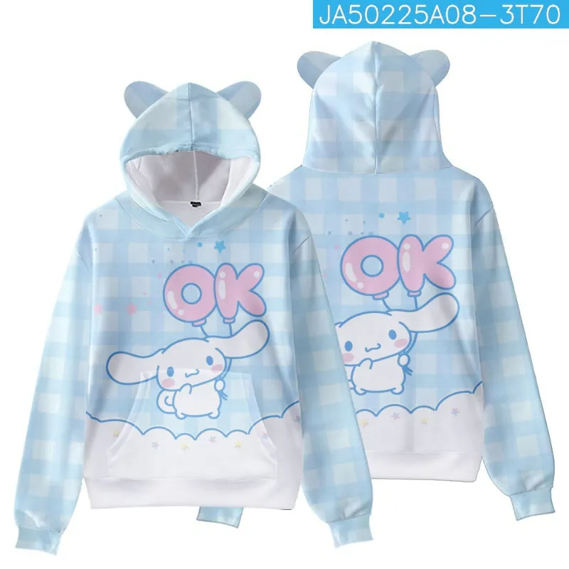 Kawaii Cinna Print Kids Hooded Sweater KI595