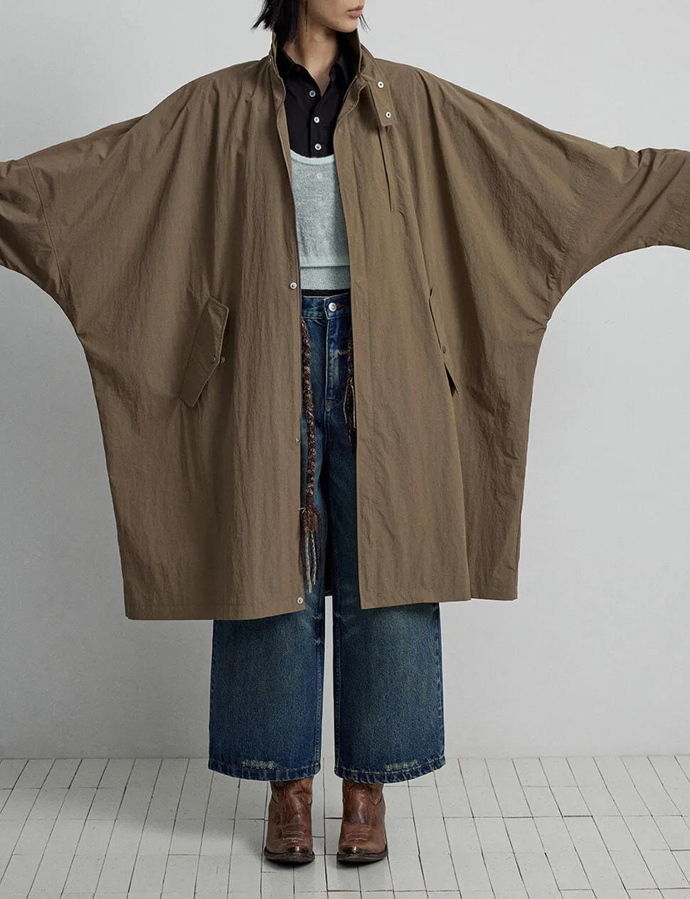 Khaki Oversized Jacket-BESTSELLER