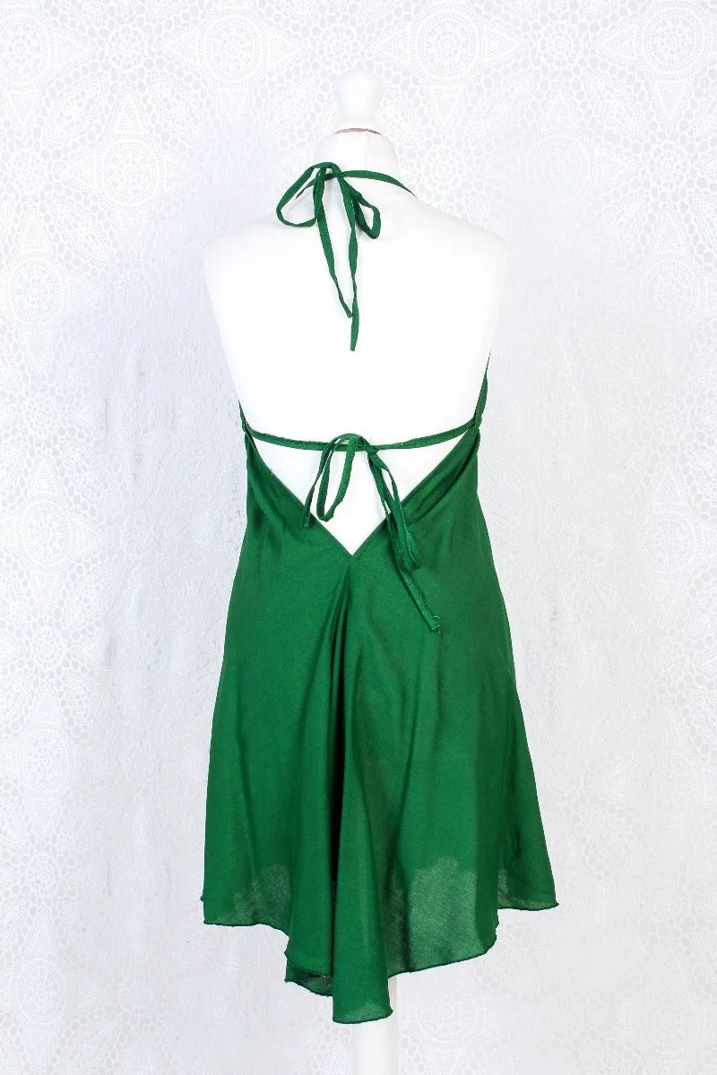 Khroma Medusa Mini Halter Dress in Forest Green - Free Size