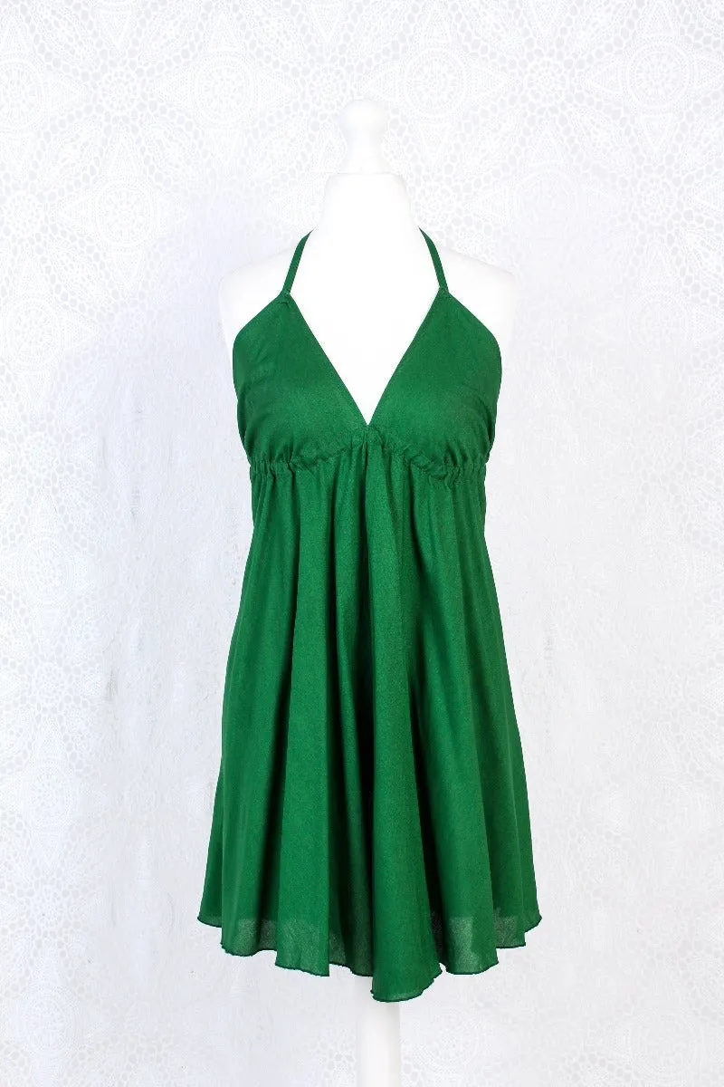 Khroma Medusa Mini Halter Dress in Forest Green - Free Size