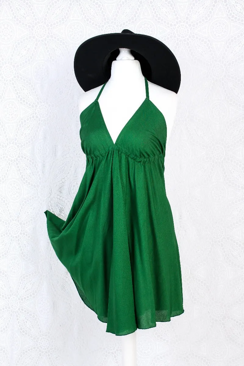 Khroma Medusa Mini Halter Dress in Forest Green - Free Size