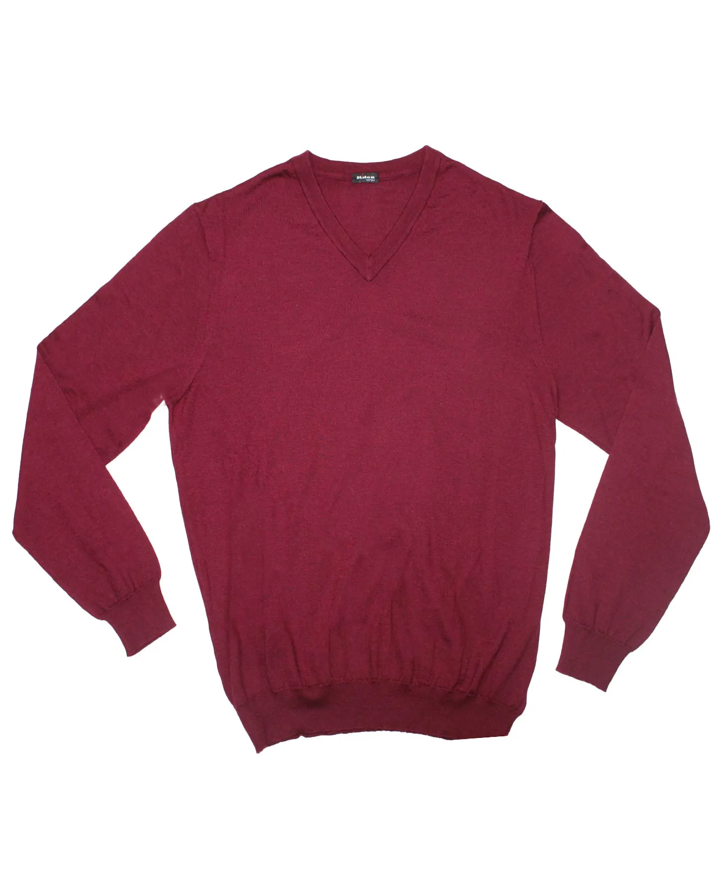 Kiton Sweater Bordeaux V-Neck Cashmere Silk - EUR 50/ M