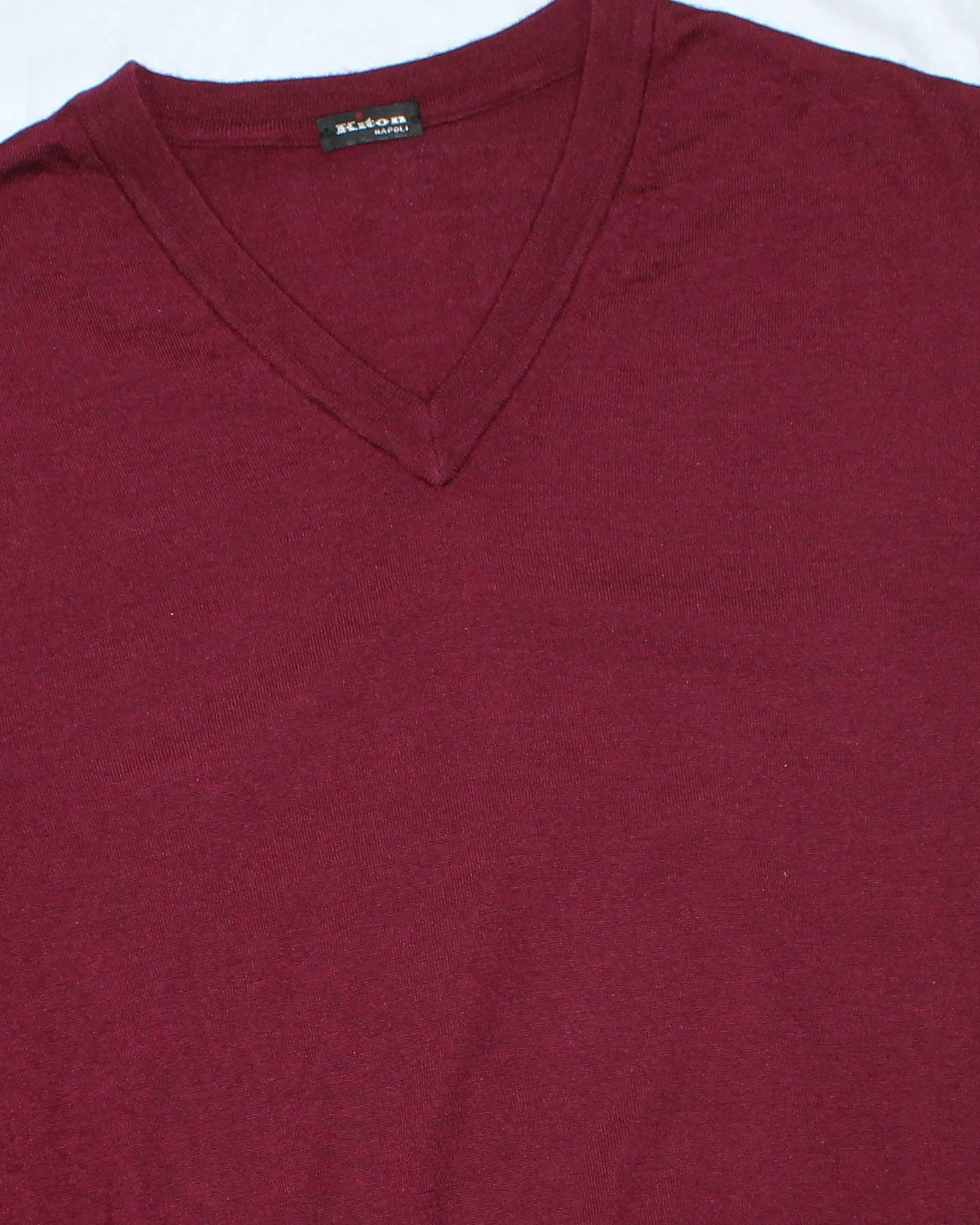 Kiton Sweater Bordeaux V-Neck Cashmere Silk - EUR 50/ M