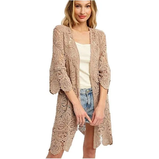 Latte Crochet Lace Kimono