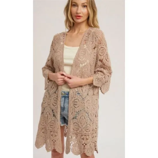 Latte Crochet Lace Kimono