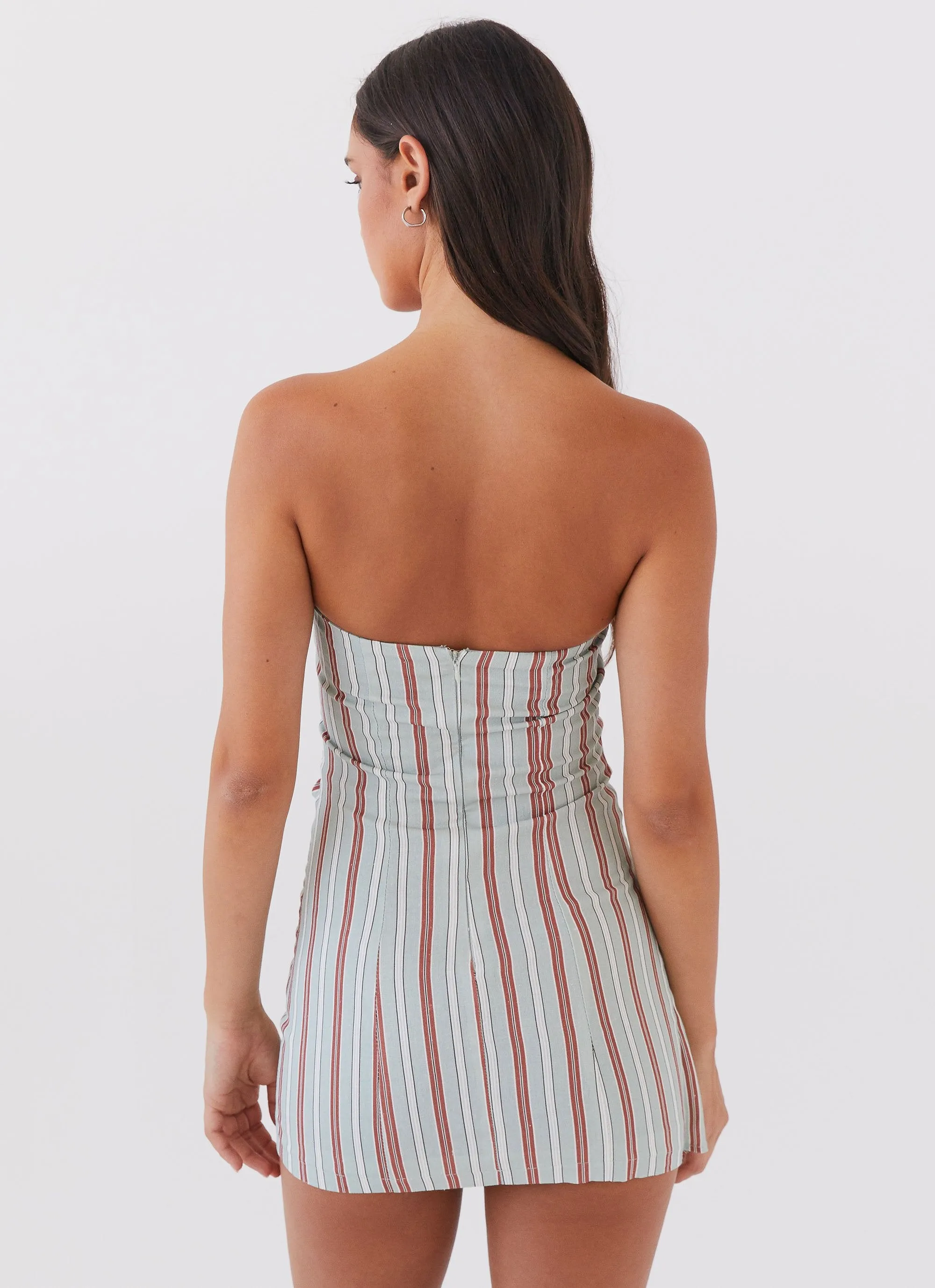 Lavinia Linen Tube Mini Dress - Coastal Stripe