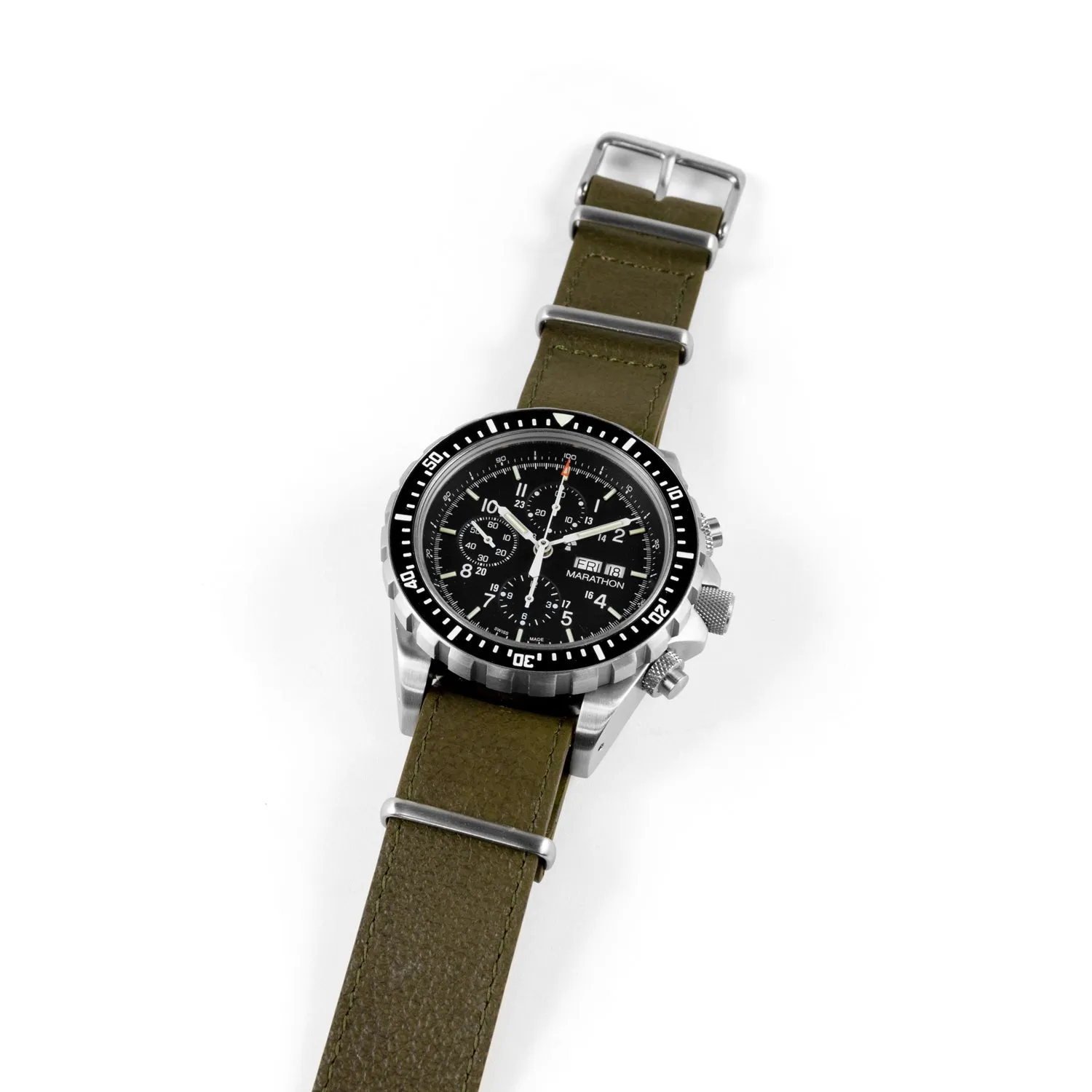 Leather DEFSTAN Strap, Olive Green, 22mm