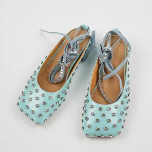 Leather Mules with Rivets Summer Slippers Handmade in Blue/Black/Silver