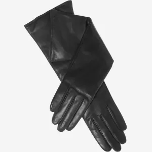 Leonora (black) - Italian cashmere lined 6-button length leather gloves