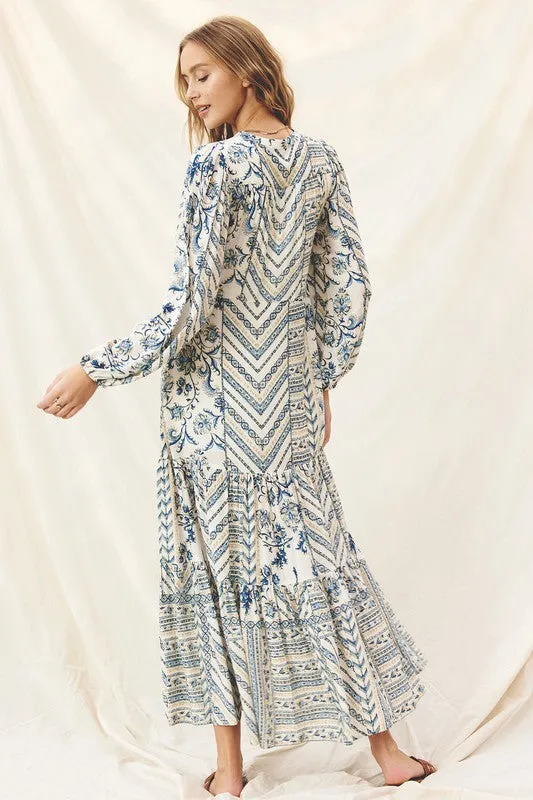 Levitate Button Down Boho Midi Dress