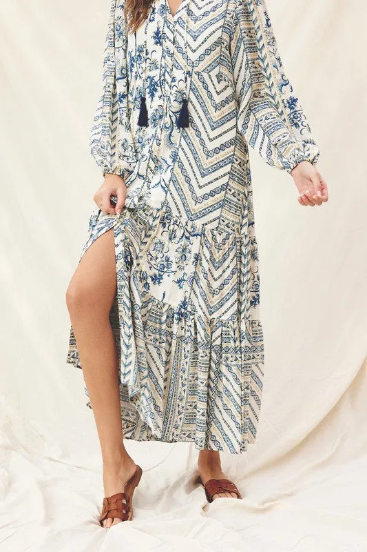 Levitate Button Down Boho Midi Dress