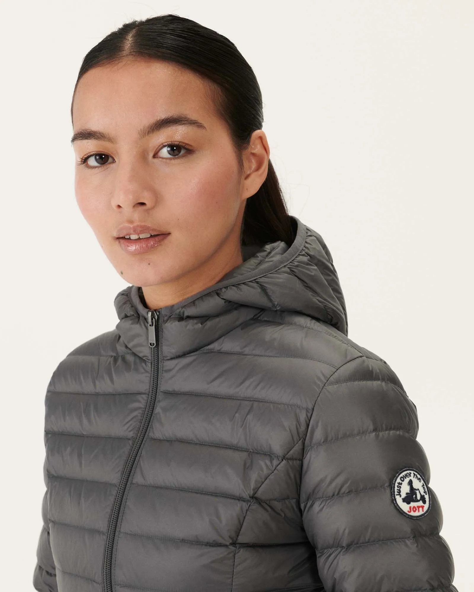 Lightweight hooded down jacket Anthracite Cloe